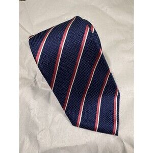 Charles Tyrwhitt Jermyn Street 100% Mens Tie Blue/Gold/White Stripes 58"x3.25"